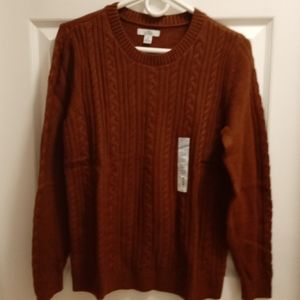 Croft & Barrow Brown Crew neck Cable knit sweater medium new.